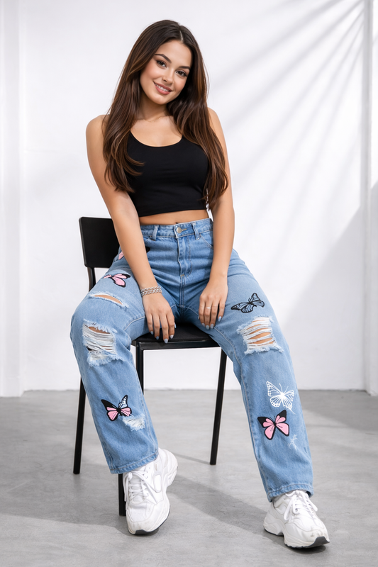 Adora Milano Fashion Denim Straight High Waist