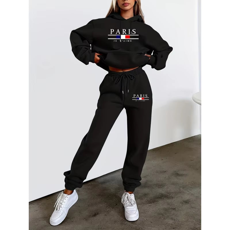 Women'S Y2K Jogging Two-Piece Hooded Set Tracksuit Fall Winter Comfortable Pantsuit Long-Sleeved Hoodie & Trousers Casual Sets