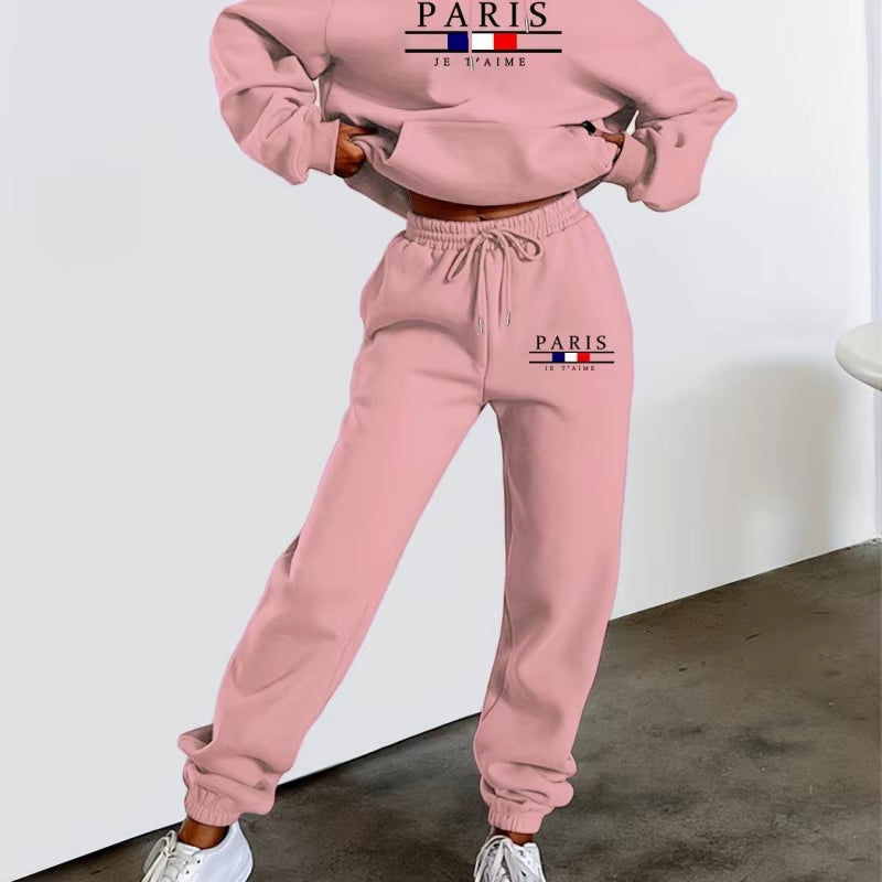 Women'S Y2K Jogging Two-Piece Hooded Set Tracksuit Fall Winter Comfortable Pantsuit Long-Sleeved Hoodie & Trousers Casual Sets
