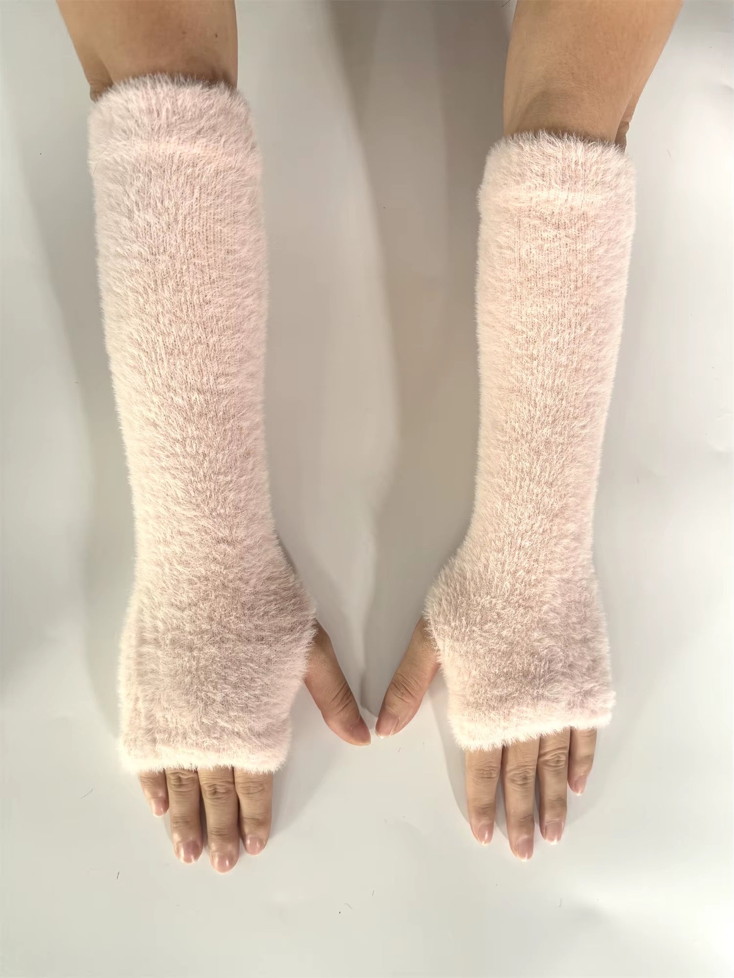 Fall Winter Women Arm Warmers Mink-Like Velvet Fingerless Gloves Y2K Wrist Warmers
