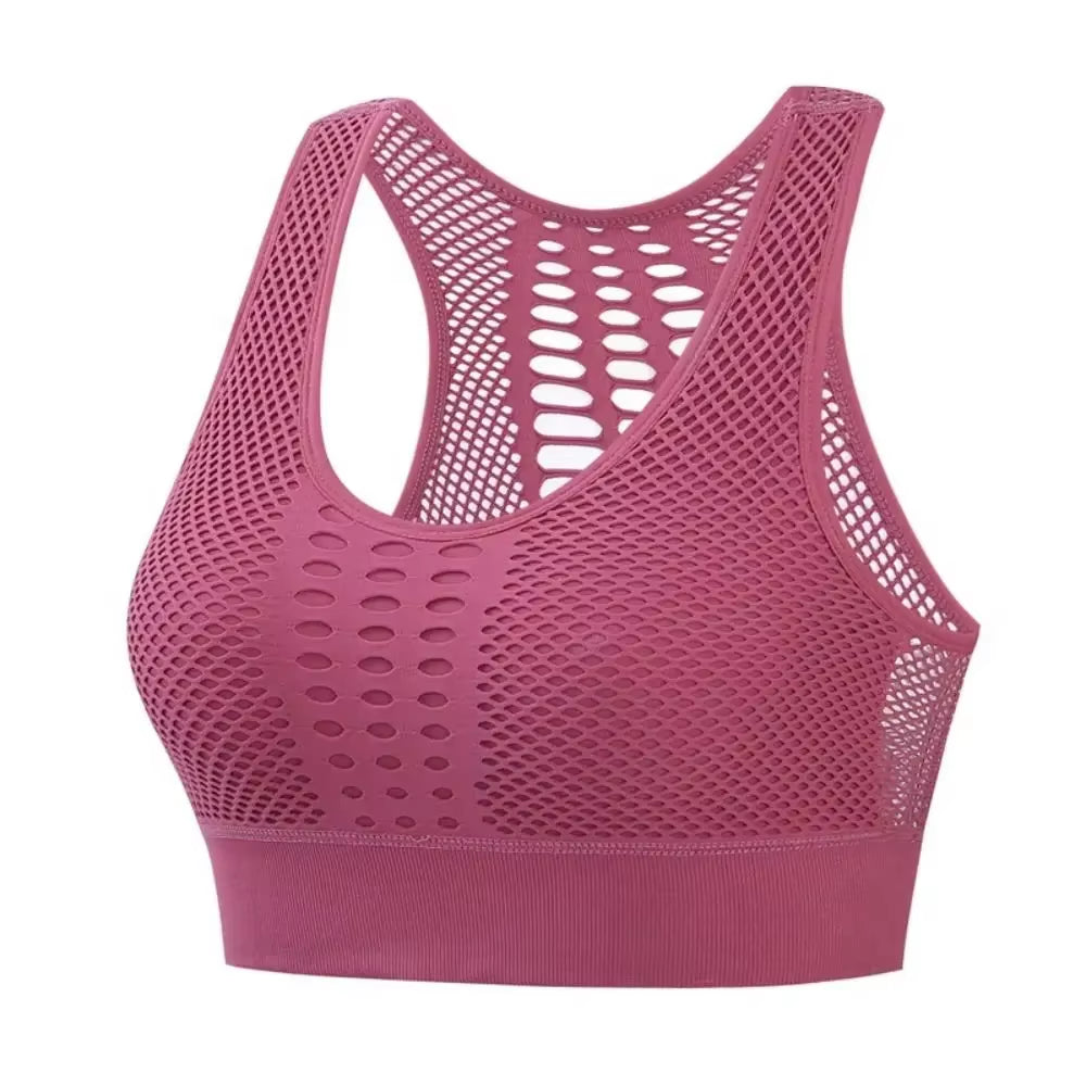Female High Shockproof Women Active Bra Breathable Hollow Out Yoga Bra Quick-Drying Comfortable Sports Bra Running