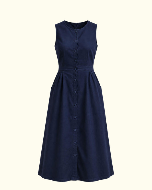 Adora Milano  Casual Sleeveless Button Front Holiday Dress in Solid Color