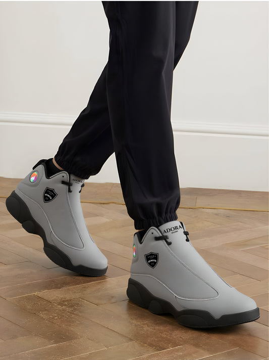 Adora Milano Serie 126 Schwarze Sohle High-Top Leder-Basketball-Sneaker